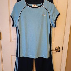 Adidas Top/Pant Set, Navy & Light Blue, Top NWT Size L, Pants NWOT SIze M